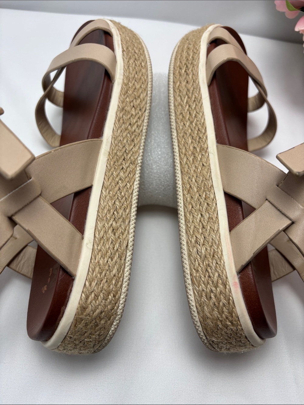 MIA‎ Yanis Womens 8.5 Nude Beige Crisscross Espadrille Platform Sandals #481 - Picture 10 of 16